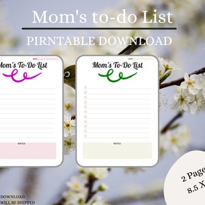 Moms to Do List Moms Daily Planner Moms Daily to Do List Mom Gets ...