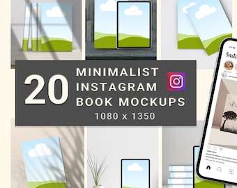Canva Editable Book Mockup Template: Minimalist Instagram Posts (PDF)