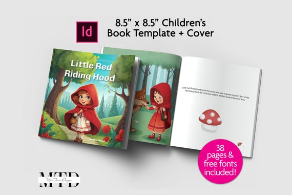 Children's Book InDesign Template – 8.5x8.5, Little Red Riding Hood (IDML & INDD)