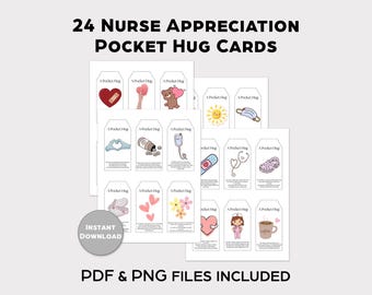 Nurse Pocket Hug Cards Appreciation Gift, Encouragement Poems (Digital Download PDF & PNG Files)