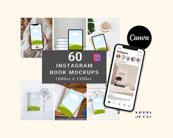 Auteur Instagram-canvasjablonen: 60 canva bewerkbare Bookstagram-berichten (1080 x 1350 px)