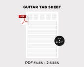 Blank Guitar Tab Sheet PDF – Simple Printable Tablature for Beginners & Songwriting (Digital Download)