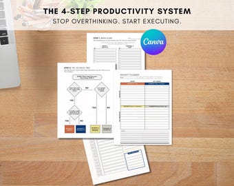 Eisenhower Matrix 4-Step Productivity System | Minimalist Brain Dump & Decision Tree Planner Bundle (Digital Download)