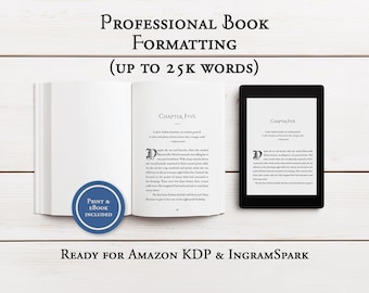 Professional Book Formatting for Novellas and Short Stories | Custom Typesetting (25K Words) (Print & eBook)