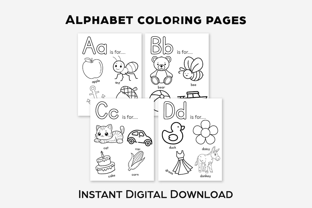 Alphabet Coloring Pages: A-Z Printable Activity Sheets (PDF Download ...