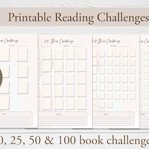 Reading Journal Pages, Reading Challenges, Reading Book Challenge, Book Challenges, Reading Tracker Pages - Printable PDF, Digital Download