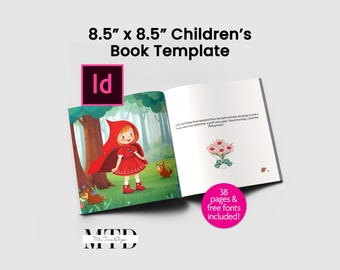 Plantilla de libro infantil para Adobe InDesign de 8,5 x 8,5 pulgadas, editable para KDP.