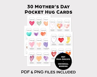 Universal Mother's Day Pocket Hug Cards (30 Pack) (PDF & PNG Download)