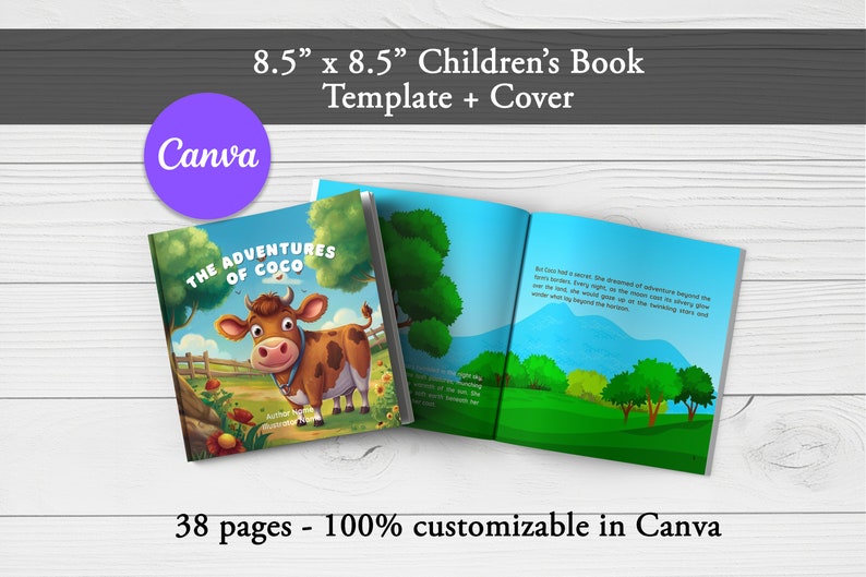 Livre pour enfants modèle Canva KDP, intérieur KDP Canva, modèle KDP pour Canva, modèle de livre modifiable, intérieur de livre pour enfants 8,5 x 8,5 image 1