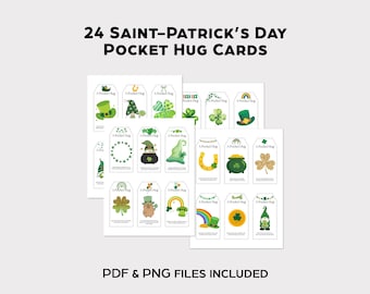 Saint-Patrick's Day Pocket Hug Cards • 24 Mini Printable Cards • PDF & PNG Instant Download