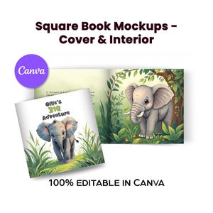 Square Book Mockup Template Bundle: Canva Templates for Authors (Instant Bookstagram Download)