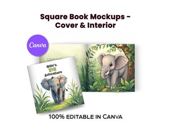 Square Book Mockup Template Bundle: Canva Templates for Authors (Instant Bookstagram Download)