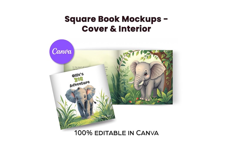 Square Book Mockup Template Bundle: Canva Templates for Authors ...