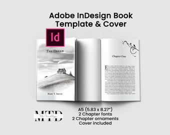 A5 Adobe InDesign Book-sjabloon: Serif-lettertype KDP Interior (digitale download)