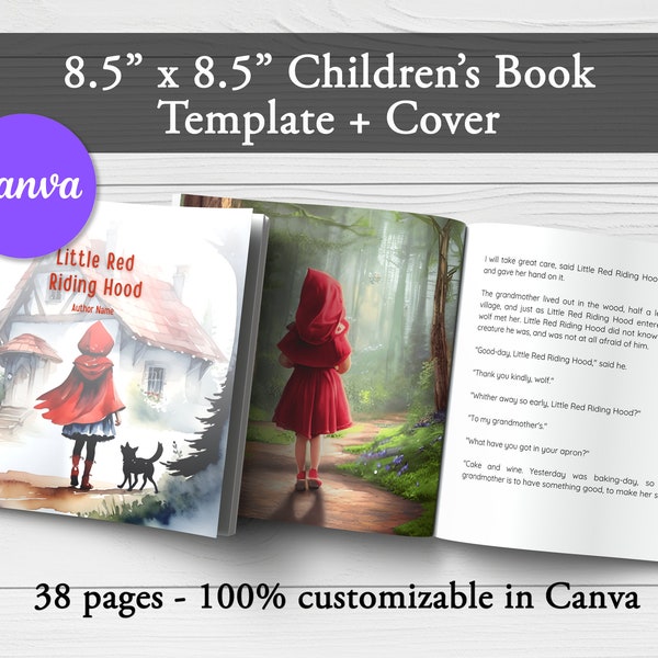 KDP Template Children's Book, KDP Interior Canva, KDP Template for Canva, Editable Book Template, Children's Book Interior 38 Pages 8.5x8.5