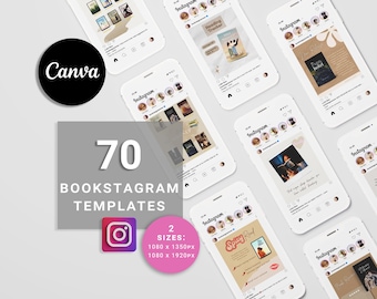 70 Bookstagram Canva Templates, Instagram Feed Story Sizes (Digital Download)