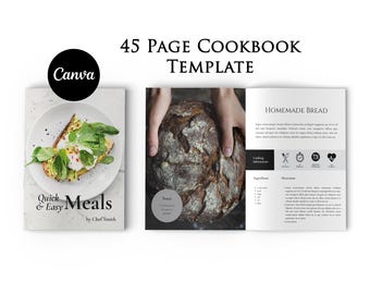 Printable Recipe Cookbook Template, 45 Page Canva Layout (US Letter)
