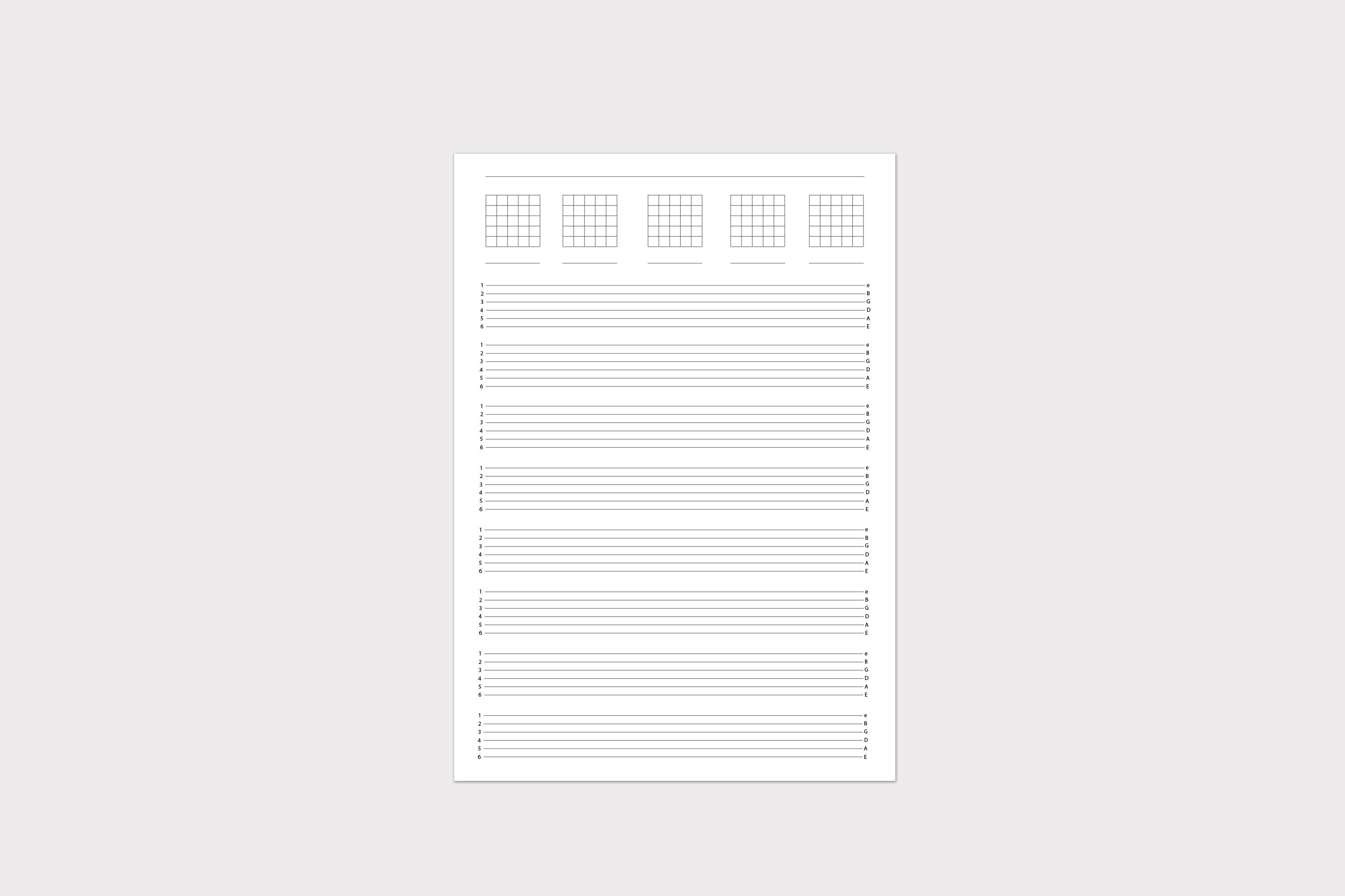 Blank Guitar Tab Sheet PDF – Simple Printable Tablature for Beginners ...