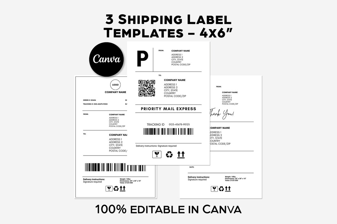 Digital Shipping Label Templates – Canva Custom Shipping Label for ...