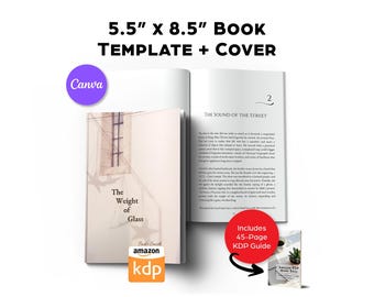 5.5 x 8.5 Canva Book Template + Cover, Amazon KDP Book Interior Layout (Digital Download)