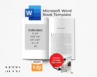 Professionelle Microsoft Word Buchvorlage für KDP und IngramSpark Taschenbücher (Digitaler Download), 5 Schnittgrößen