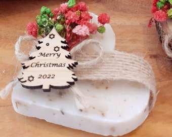 Christmas New Year Soap Favours, Heart-Shaped Vegan Soaps, Handmade Soap for New Year Gifts, Christmas Table Gifts for Guests Happy New Year