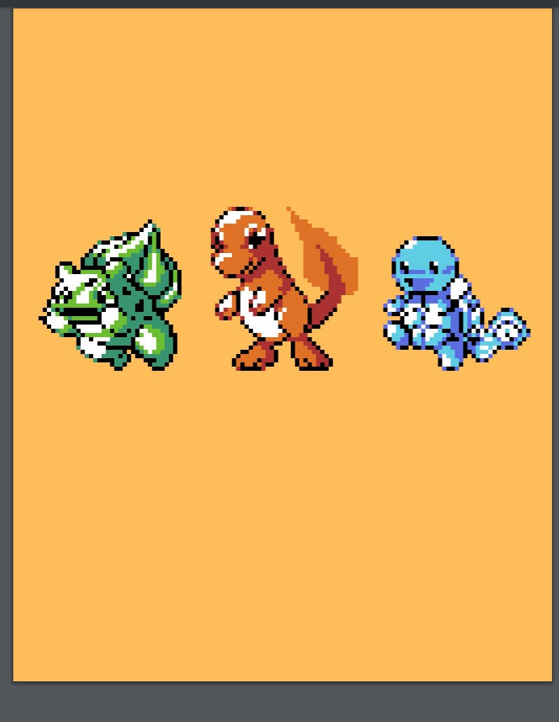 Pokemon red original starters pixel art