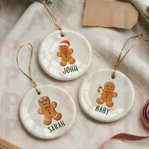 2025 Gingerbread Family Holiday Ornament, Custom Gingerbread Ornament, Personalized Gingerbread Christmas Ornament with hat, Christmas Gift