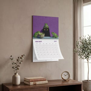 Frog and Cat with Tea Calendar 2026 2027 Cat Wall Calendar Planner, Frog Mushroom Calendar, Cottagecore Wall Calendar 2026-2027 Cat Calendar image 9