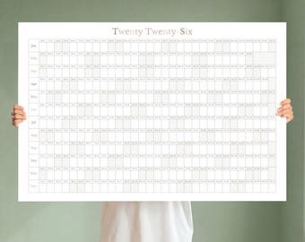 2026 Printable Year Planner | Large Wall Calendar 2026 | Yearly Wall Calendar | Rainbow Year Calendar | Giant Wall Calendar | A1 A2 A3 PDF