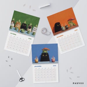 Frog and Cat with Tea Calendar 2026 2027 Cat Wall Calendar Planner, Frog Mushroom Calendar, Cottagecore Wall Calendar 2026-2027 Cat Calendar image 14