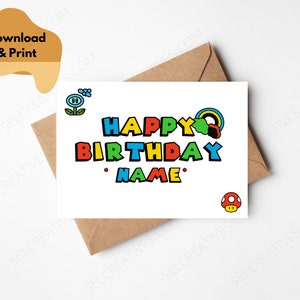 Printable Super Mario Happy Birthday Card Instant Digital Download PDF ...