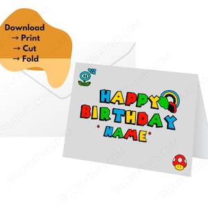 Printable Super Mario Happy Birthday Card Instant Digital Download PDF ...