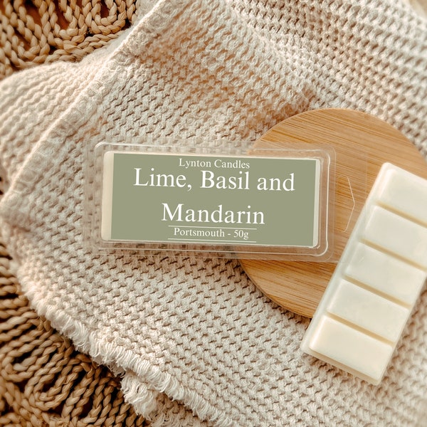 Limette, Basilikum und Mandarine - Duftende Sojawachsschmelze - Handgemachte Wachsschmelze - Premium Wax Melt