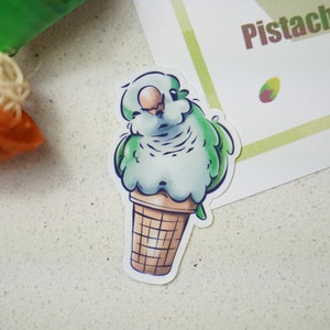 Pistazieneis Quäker Papagei Aufkleber - premium wasserfester gestanzter Vinyl Aufkleber | Stationär Geschenk von niedlichem Nachtisch Vogel Papagei