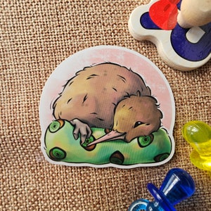 Sleeping Kiwi - premium waterproof die cut vinyl sticker | Cute bird sticker | Nocturnal Sticker
