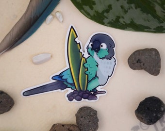 Turquoise Green-Cheeked Conure - premium waterproof die cut vinyl sticker | Cute bird sticker | Parrot parakeet Sticker | Stationary gift