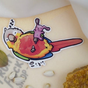 Sleepy Pineapple Green-Cheeked Conure - premium waterproof die cut vinyl sticker | Cute bird Parrot parakeet Sticker | Stationary gift