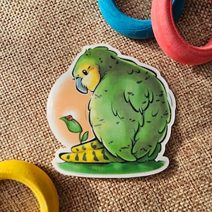 Kākāpō - sticker vinyle découpé imperméable haut de gamme | Sticker oiseau mignon | Citation de perroquet kakapo aptère Sticker