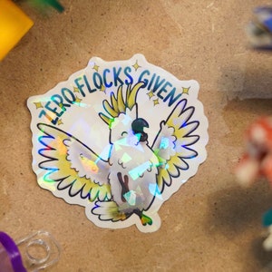 Zero Flocks gegeben Sulphur Haube Kakadu Aufkleber - Premium wasserfester gestanzter Vinyl-Aufkleber | Süßer Sittich Papagei Vogel | Stationäres Geschenk