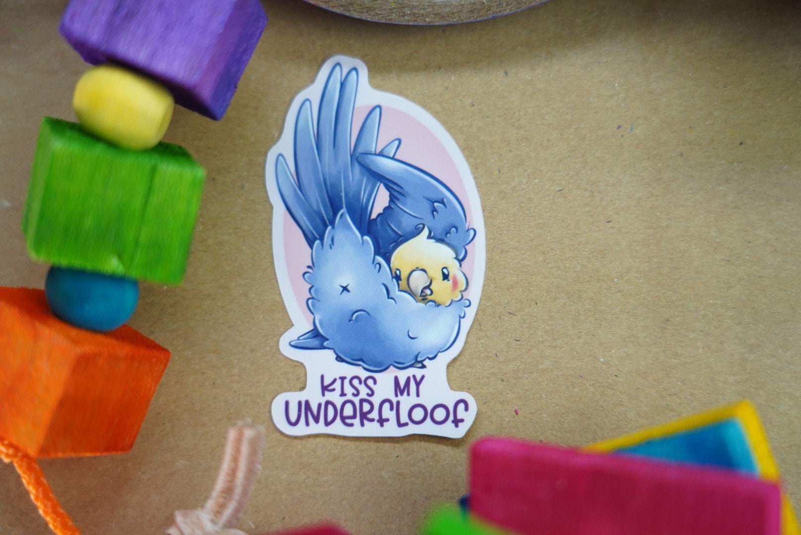 Butt Up Kiss My Underfloof Cockatiel sticker - premium waterproof die cut vinyl sticker | Aggressive Cute parakeet parrot stationary gift