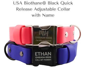 Collier pour chien américain imperméable personnalisé en biothane avec nom et numéro - Collier pour chien réglable de 2,5 cm (1 po.)