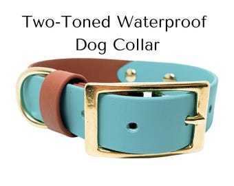 Two-Tone Waterproof BioThane Dog Collar: Stinkproof, USA Made