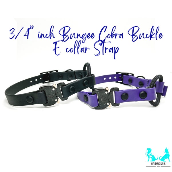 3/4" inch Quick Release COBRA® Bungee E collar, USA BioThane, for Dogtra, Garmin, E collar Technologies and more