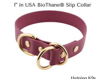 Custom 1" Waterproof BioThane Dog Slip Collar: USA Made