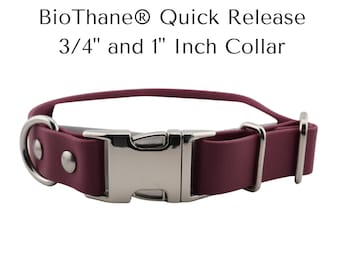 Collier pour chien en biothane imperméable et personnalisable avec boucle en métal à dégagement rapide - 3/4&quot; ou 1&quot; de large
