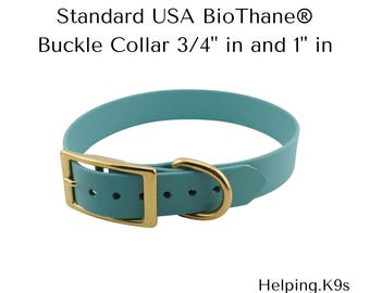 Standard Dog Collar, USA BioThane® Standard Buckle 3/4&quot; and 1&quot; Inch Collar, Waterproof Dog Collar