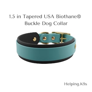1.5 in Tapered USA Biothane Dog Collar, Working dog Collar, Wide Dog collar, Thick dog collar
