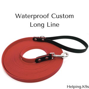 Long Dog Leash / Custom Waterproof Training Lead / 5/8” and 3/4" in BioThane Training Dog Leash / Tracking, Hiking, Recall Dog Leash