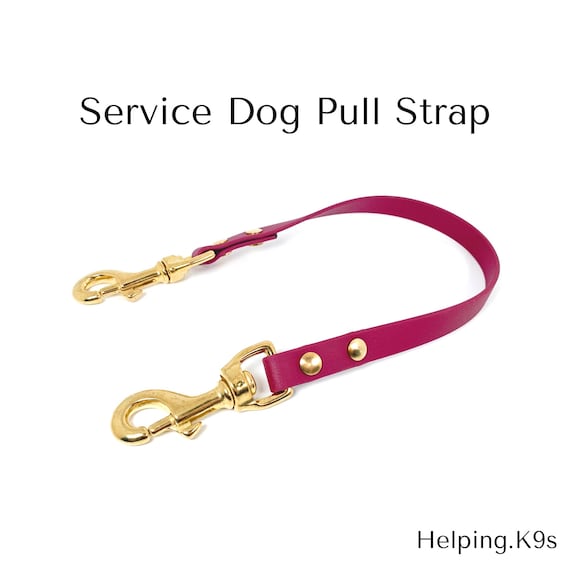 Biothane Service Dog Pull Strap: Waterproof Custom Handle, Strong Brass Hardware